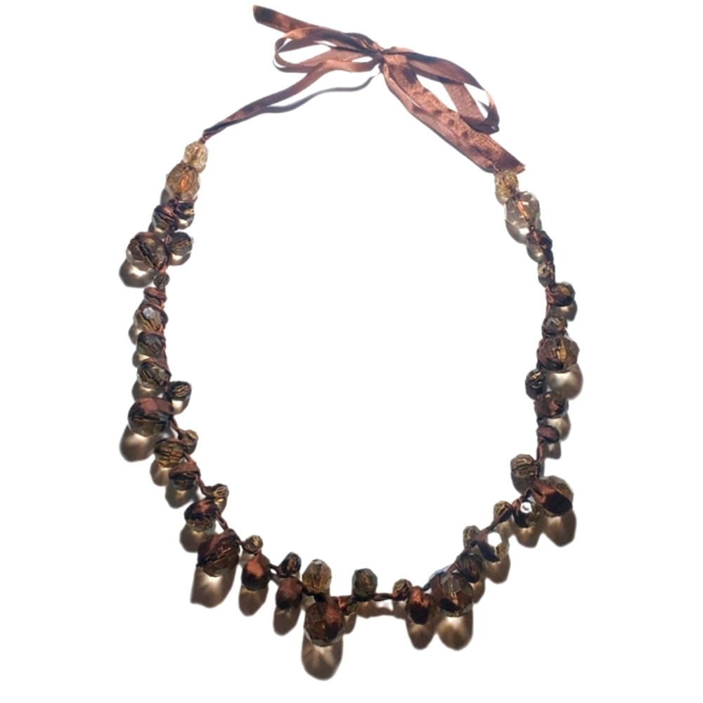VINTAGE Necklace with a series of faceted, iridescent acrylic beads